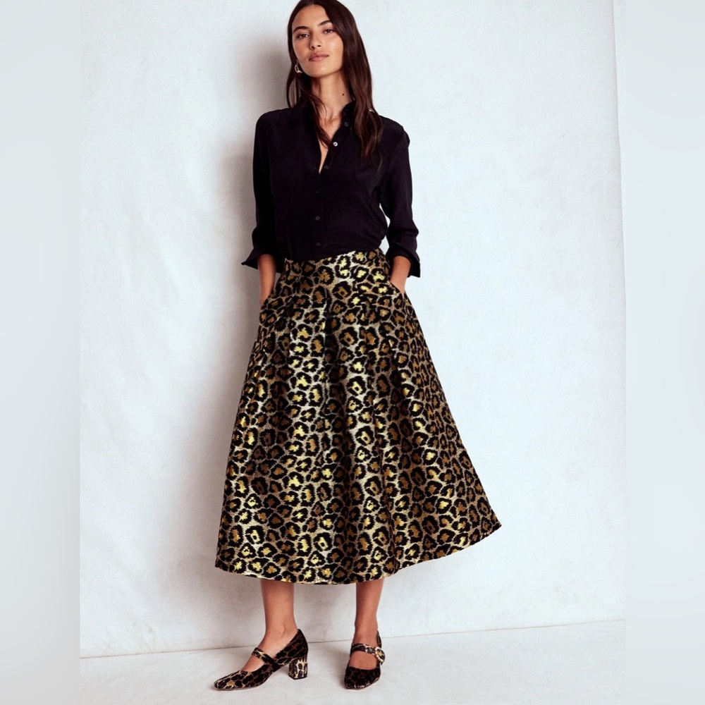 Boden verity jacquard midi skirt leopard print